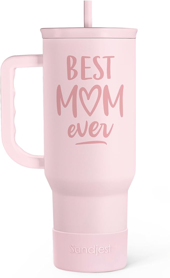 Gift for Mom - Best Mom Stainless Steel Tumbler with Handle, Travel Coffee Mug for Moms - Gifts for Birthday Christmas Mothers Day, 40oz