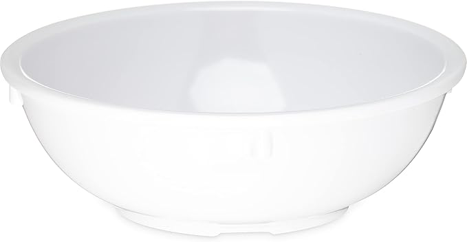 Carlisle FoodService Products Kingline Reusable Plastic Bowl Nappie Bowl for Home and Restaurant, Melamine, 14 Ounces, White, (Pack of 48)