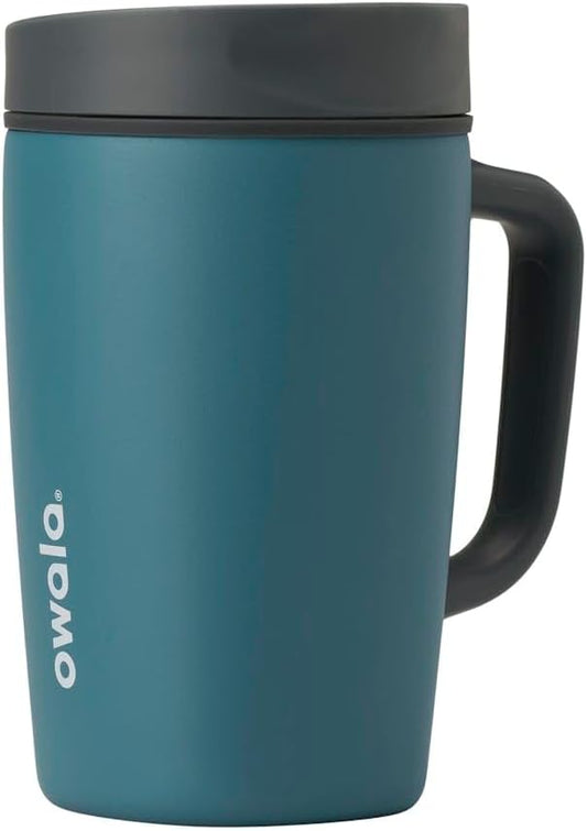 Owala SmoothSip Slider Stainless Steel Insulated Travel Mug with handle, 100% Leak Proof, For Hot and Cold Drinks, Travel Friendly with Sliding Lock Lid, 12oz, BPA Free, Leak Proof, High Dive