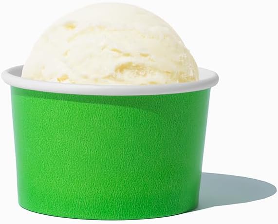 UNIQ [1,000 Count] Green Paper Ice Cream Cups - 3 oz Tiny Dessert Bowls - Containers For Takeout & Food On The Go - Perfect For Seasonings, Samples & More! Frozen Dessert Supplies