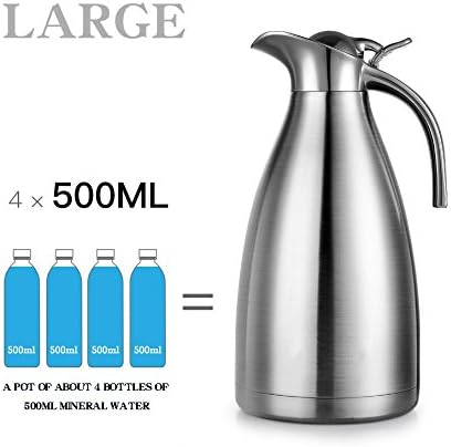 Sumerflos 68 Oz Stainless Steel Coffee Thermal Carafe/Double Walled Vacuum Thermos Insulated / 12 Hour Heat Retention / 2 Liters (Green)