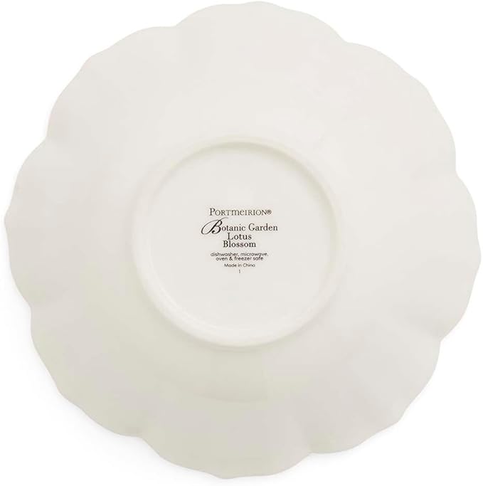 Portmeirion Botanic Garden Lotus Blossom Bowl, African Daisy Illustration, 6" Porcelain Floral Dish for Side, Snack or Dessert Use - Microwave, Oven, Freezer & Dishwasher Safe