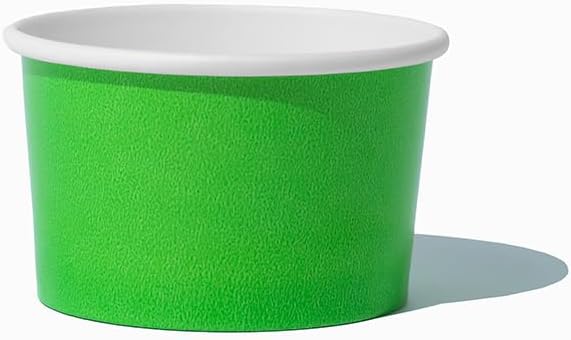 UNIQ [1,000 Count] Green Paper Ice Cream Cups - 3 oz Tiny Dessert Bowls - Containers For Takeout & Food On The Go - Perfect For Seasonings, Samples & More! Frozen Dessert Supplies
