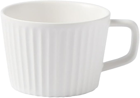 Simple Ceramic Coffee Cup, Striped Coffee Mug with Handle, Latte Cup, Milk Cup, Water Cup, Afternoon Tea Cup (Vertical Stripes)