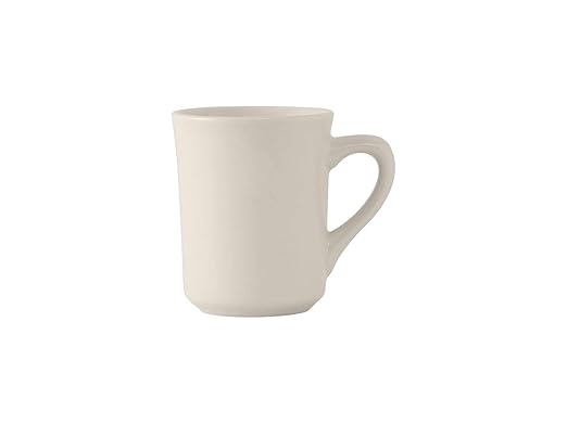 Tuxton China TRE-017 Tiara Mug, 8 oz., 3" Diameter x 3-7/8"H, Microwave and Dishwasher Safe, Oven Proof, Fully Vitrified, Ceramic, TuxCare, Healthcare, Reno/Nevada, American White/Eggshell, Pack of 36