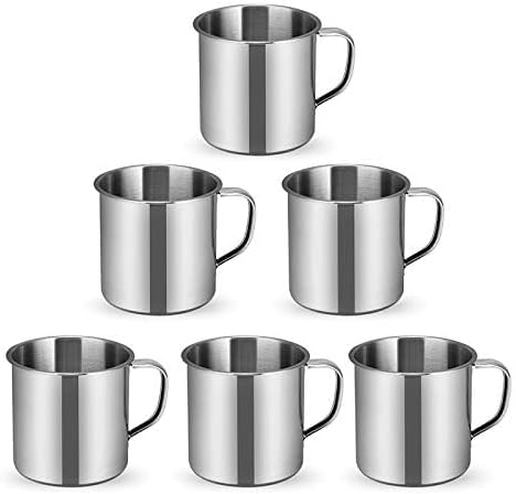 Stainless Steel 6-Pack Coffee Cups, 4 oz, Silver, Modern, Reusable, Perfect for Home, Outdoor Events, Travel, Picnics