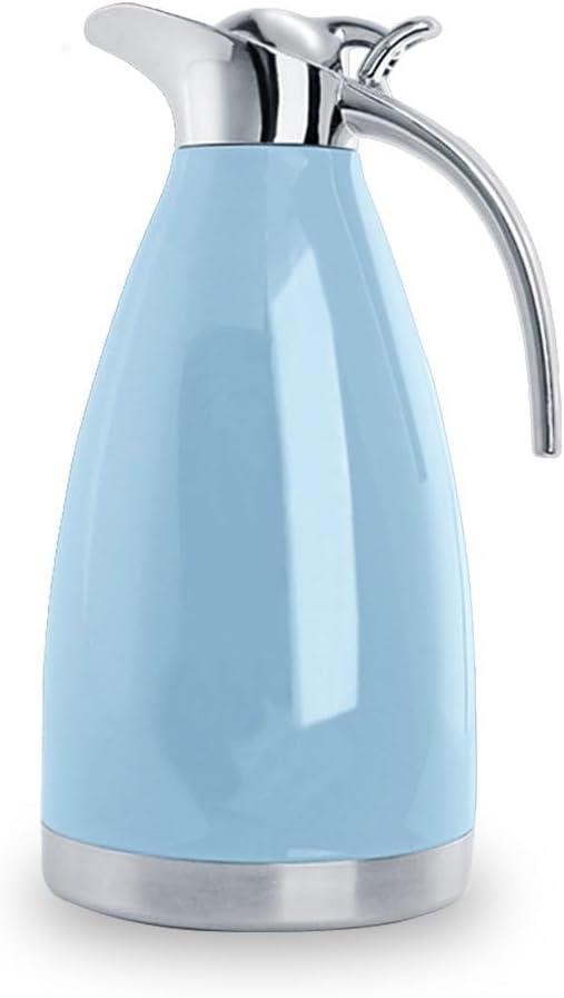 Sumerflos 68 Oz Stainless Steel Coffee Thermal Carafe/Double Walled Vacuum Thermos Insulated / 12 Hour Heat Retention / 2 Liters (Blue)