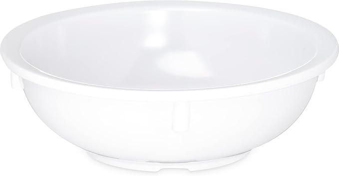 Carlisle FoodService Products Kingline Reusable Plastic Bowl Nappie Bowl for Home and Restaurant, Melamine, 10 Ounces, White, (Pack of 48)