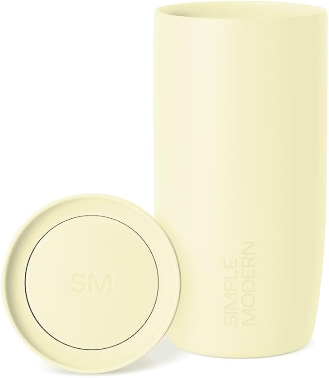 Simple Modern Travel Coffee Mug Tumbler with 360° Lid | Ceramic-Lined Insulated Stainless Steel Cold Brew Iced Coffee Cup Thermos | Gifts for Women Men Her Him | Voyager Signature | 16oz | Buttercup