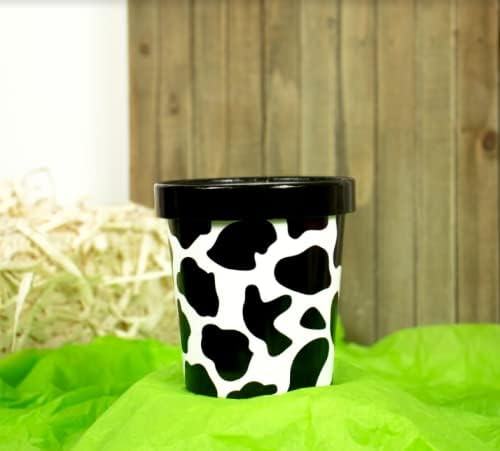 UNIQ 250-Count 16 oz Ice Cream Containers and Lids Cow Print | Paper Takeout Containers For Hot or Cold Foods | Frozen Dessert Supplies