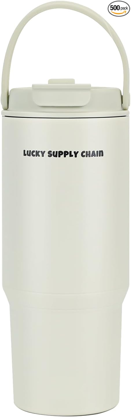 Water Bottle 24 Oz/Stainless Steel Tumbler with Straw - Vacuum Insulated Water Bottle 24 Oz for Home, Office or Car Reusable Cup With straw，Cold for 12 Hrs or Iced for 24 Hrs(White)