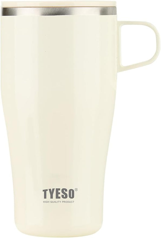 TYESO Coffee Mug,Insulated Tumbler with Lid,Vacuum Insulated Mug Double Wall Stainless Steel OfficeTumbler Cup (White, 17 oz)