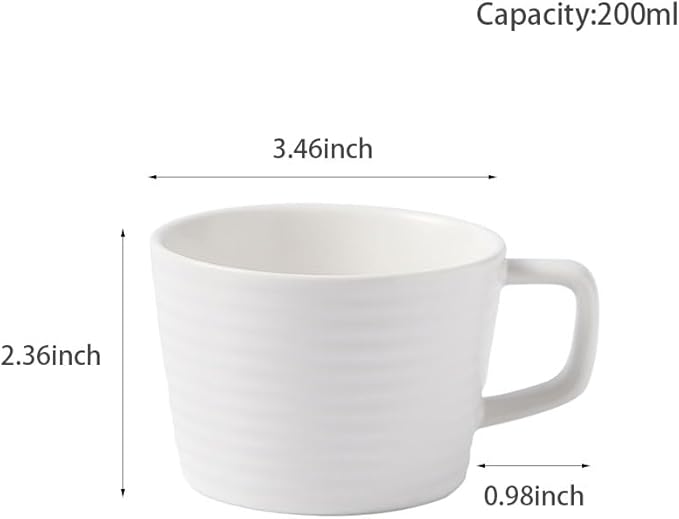 Simple Ceramic Coffee Cup, Striped Coffee Mug with Handle, Latte Cup, Milk Cup, Water Cup, Afternoon Tea Cup (Circle Grain)