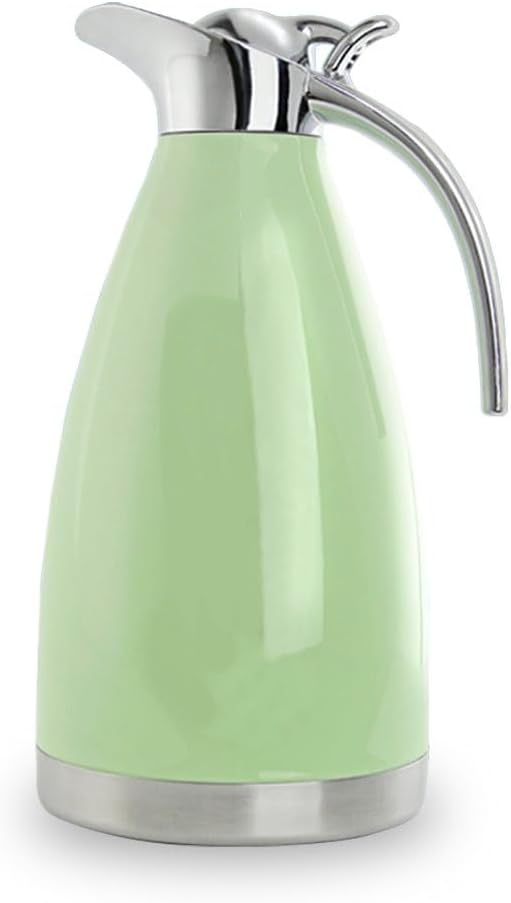 Sumerflos 68 Oz Stainless Steel Coffee Thermal Carafe/Double Walled Vacuum Thermos Insulated / 12 Hour Heat Retention / 2 Liters (Green)