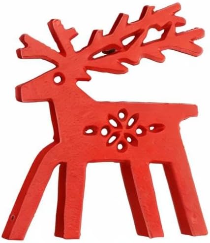 Tinsow Christmas Cast Iron Trivet for Hot Dishes Pot Holder for Kitchen Or Dinning Table Red Cup Mug Coasters coTrivet with Rubber Pegs Feet Red Elk Snowflake (Elk)