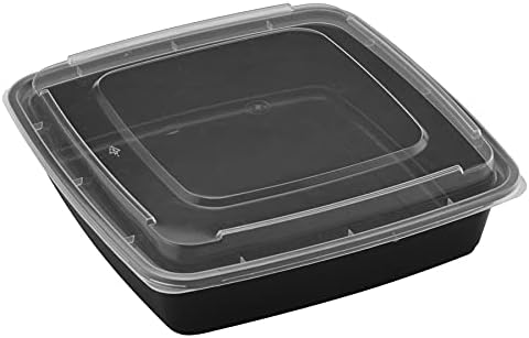 TIYA Containers - 48 oz Bulk 150 Pack with Lids - Rectangular Plastic To-Go Containers - Reusable, Microwavable, Dishwasher Safe - Leak-Proof for Meal Prep - BPA-Free