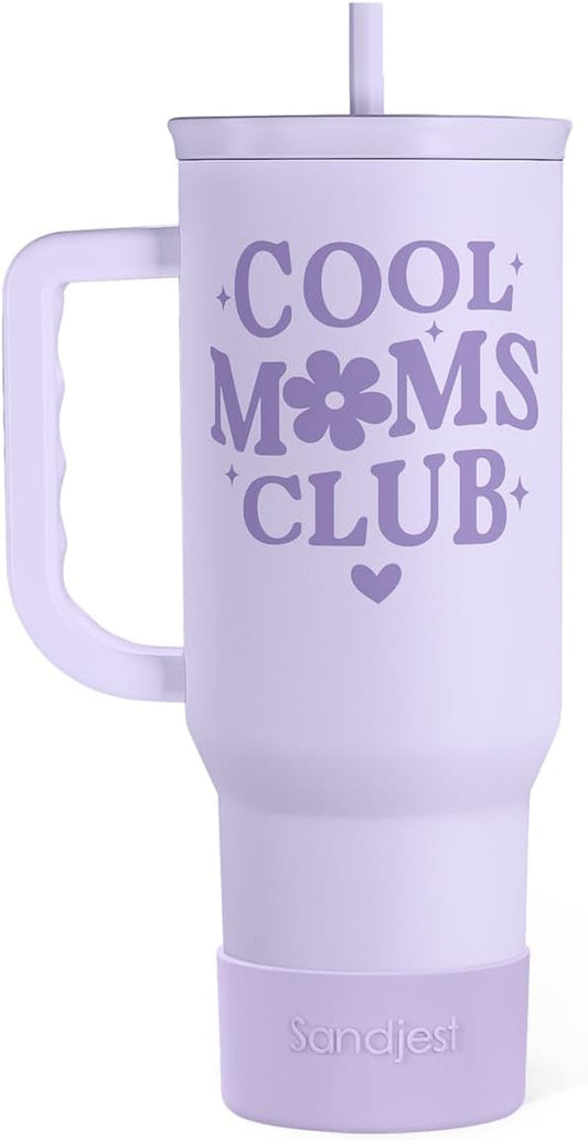Gift for Mom - Cool Mom Club Stainless Steel Tumbler with Handle, Travel Coffee Mug for Moms - Gifts for Birthday Christmas Mothers Day, 40oz