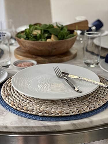 bzyoo 12 Piece White Melamine Dinnerware Set - Durable, Easy to Clean Plates and Bowls - Ideals for Parties, Camping Dish Set BPA Free Organica White Collection