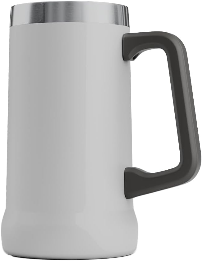 Adventure Beer Stein Mug with Big Grip Handle 24oz Insulated Stainless Steel Tumbler with Large Grip Handle, Keeps Beer Cold for Hours, BPA-Free, Holds 2 Cans, Durable Party Drink Cup