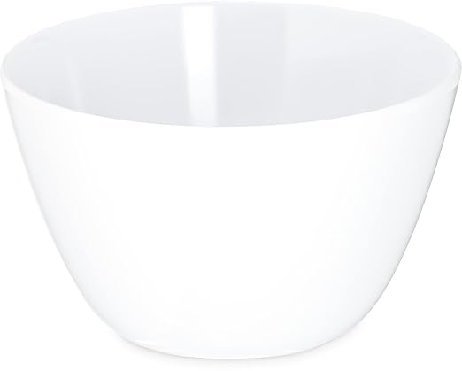 Carlisle FoodService Products Kingline Reusable Plastic Bowl Soup Cup for Home and Restaurant, Melamine, 8 Ounces, White, (Pack of 48)