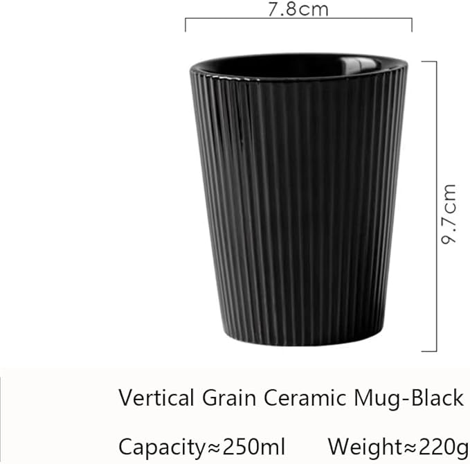 Simple Vertical Pattern Ceramic Wash Cup and Mouthwash Cup - Black