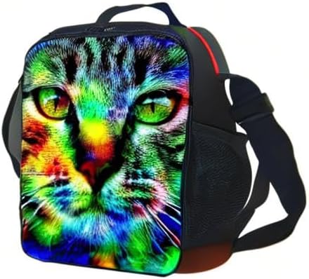 CAIWEI Animal Dinosaur Cat Shark Husky and Dolphin Insulated Lunch Box Cooler Bag (Cat 1)