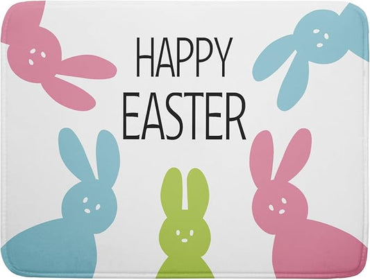 Spring Easter Dish Drying Mats for Kitchen Counter 18×24 Inch Cute Bunny Rabbit Large Microfiber Drying Mat Kitchen Accessories Dish Rack Mat Drainer Pad Washable Absorbent