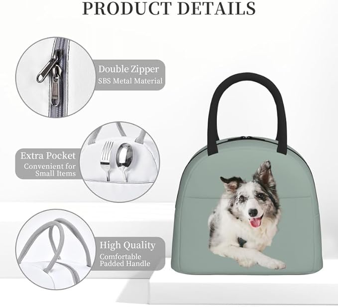 Personalized Pet Lunch Bag, Custom Pet Lunch bag, Custom Insulated Neoprene Lunch Bag, Customized Pet Portrait Lunch Bag with Zipper, Cute Funny Reusable Lunch Box Container for Adults, Pet Lovers