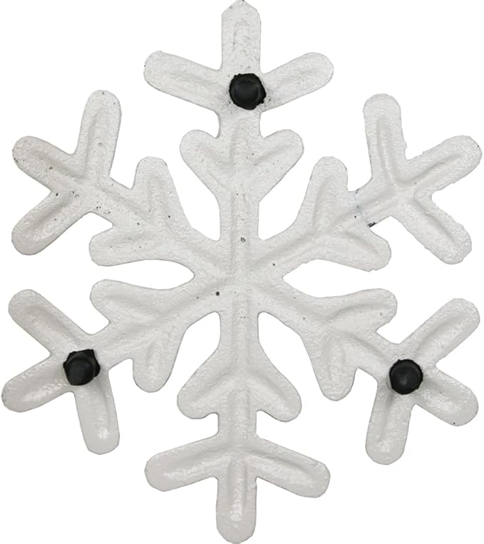 Tinsow Christmas Cast Iron Trivet Potholder White Snowflake Holiday Trivet for Christmas Kitchen Decor or Dining Table with Rubber Feet
