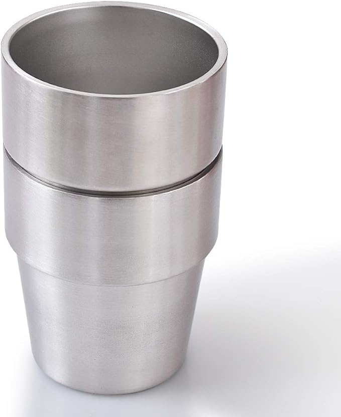 Newk Stainless Steel Cups, 10 Oz Metal Cups, Double Wall Drinking Tumblers for BBQ/Home/Office/Party/Driving – Set of 2 packs
