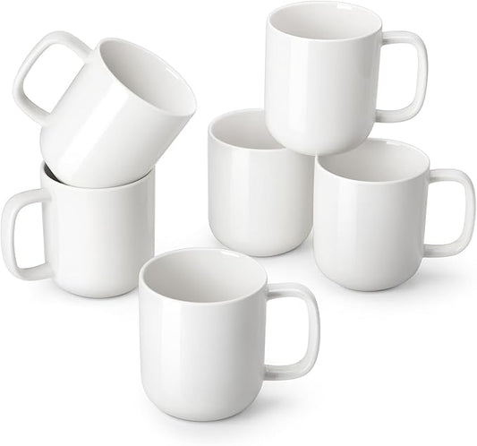 vancasso Porcelain Coffee Mugs Set, 16 oz Ceramic Coffee Cups for Americano Hot Tea Iced Coffee Cold Brew Cocoa Milk Mugs Set of 6, Dishwasher & Microwave Safe, White