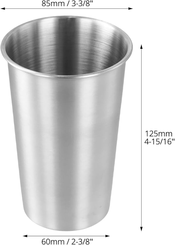QWORK 16 Ounce Stainless Steel Pint Cups - 10 Pack 450ml 304 Steel Cup - for Coffee, Tea, Cold Drinks, Home and Outdoor Use