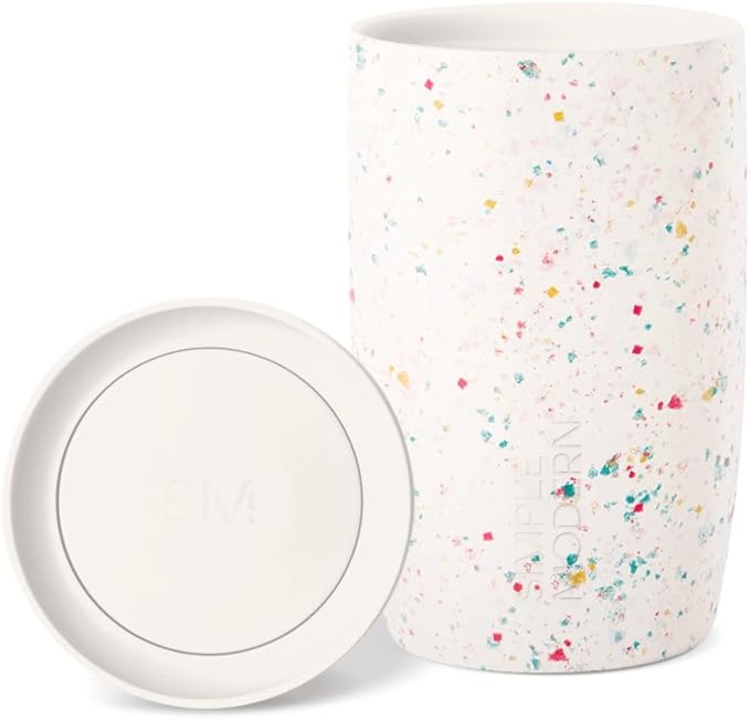 Simple Modern Travel Coffee Mug Tumbler with 360° Lid | Ceramic-Lined Insulated Stainless Steel Cold Brew Iced Coffee Cup | Gifts for Women Men Her Him | Voyager Signature | 12oz | Cream Terrazzo