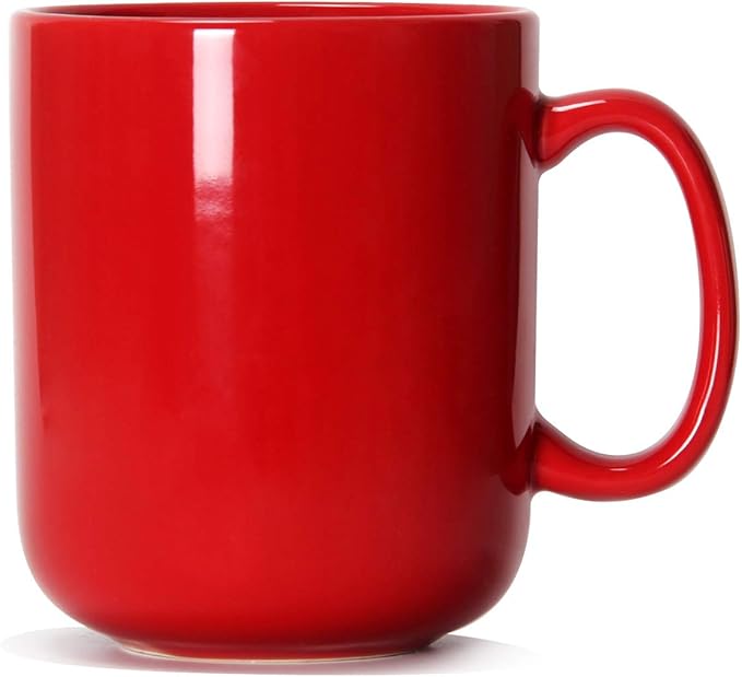 Smilatte 20 OZ Large Coffee Mug, M016 Plain Ceramic Boss Big Tea Cup with Handle for Dad Men, Red