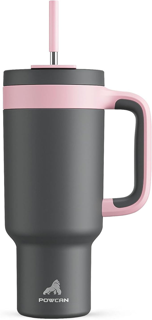 40 oz Tumbler with Handle, 2-in-1 Straw and Sip Lid, Leakproof, Dishwasher Safe, Insulated Stainless Steel Travel Coffee Mug, Keeps Cold for 34 Hours, Fits in Car Cup Holder (Rebellion)