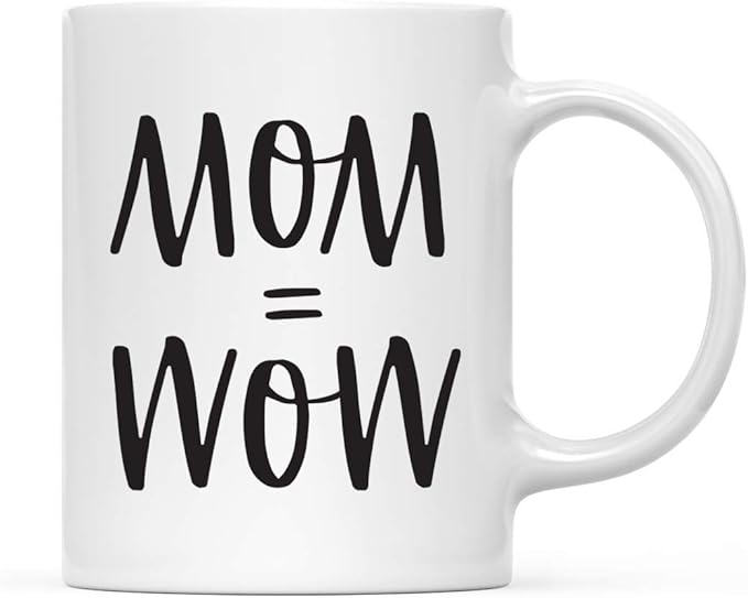 Andaz Press Mother's Day 11oz. Ceramic Coffee Tea Mug Gift for Mom, Mom = Wow, 1-Pack