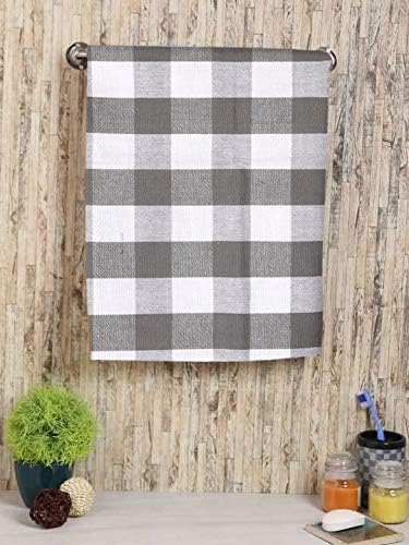Urban Villa Kitchen Towels Set of 6 Buffalo Checks Grey/White Kitchen Towels 20X30 Inches 100% Cotton Highly Absorbent Kitchen Towels Premium Quality Ultra Soft Mitered Corners KitchenTowels