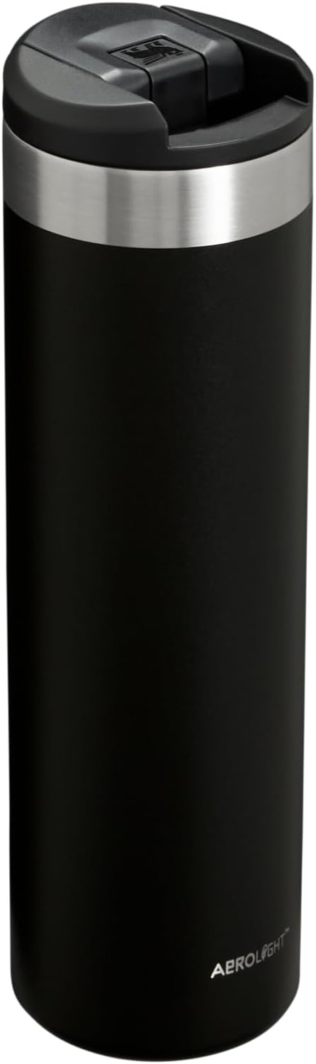 Stanley AeroLight Transit Bottle 20 oz | Locking Drink Through Lid | Leak Resistant Water Bottle or Coffee Travel Mug | Lightweight Insulated Stainless Steel | BPA-Free | Black
