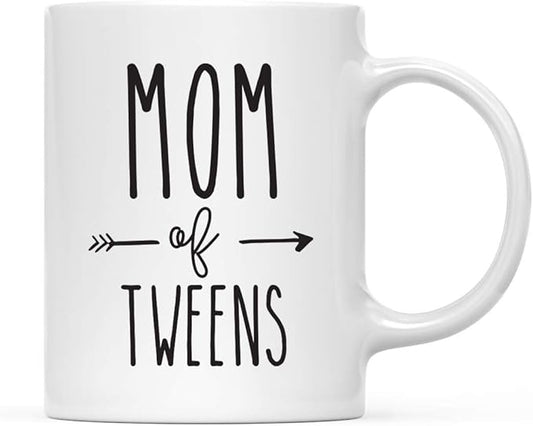 Andaz Press Mother's Day 11oz. Ceramic Coffee Tea Mug Gift for Mom, Mom of Tweens, 1-Pack