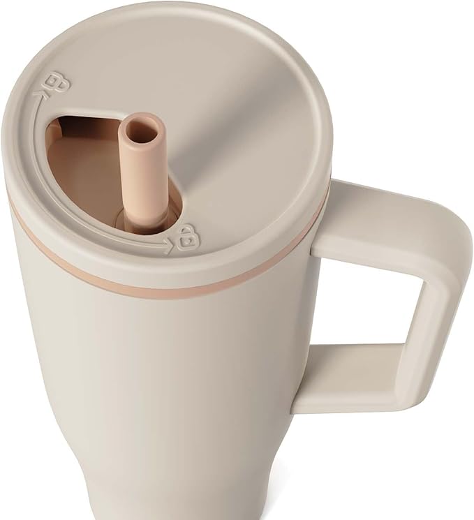 KISSKIND 40 oz Tumbler with Handle and Straw | Lumi Spin Hidden Straw 100% Leakproof Insulated Tumbler | Stainless Steel Water Bottle for Mom, Nurse, Teacher | Coffee