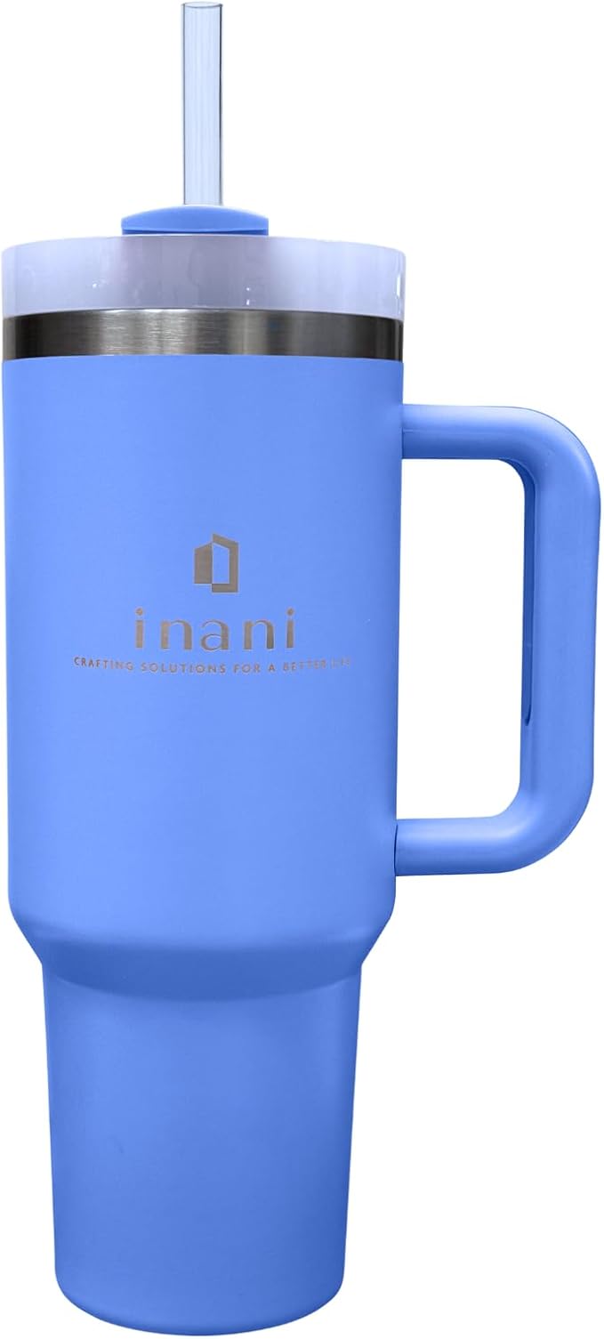 inani 40oz Tumbler With Handle And Straw, Insulated Travel Cup, Leak-Resistant, Spill-Proof Lid, Dishwasher Safe, BPA-Free, Double-Wall Insulated Premium Mug For Hot Or Iced Beverage, Storm Blue