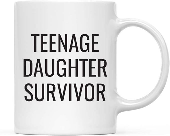 Andaz Press 11oz. Father's Day Coffee Mug Gift, Teenage Daughter Survivor, 1-Pack, Funny Dad Birthday Christmas Gift Ideas