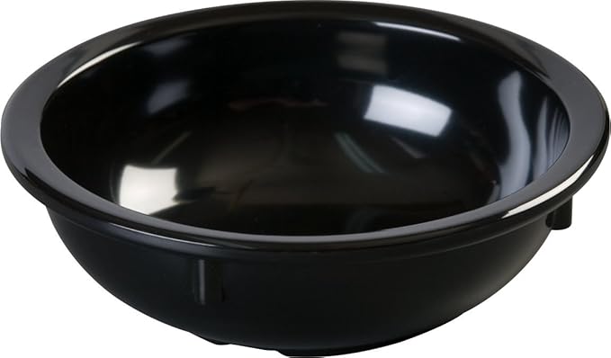 Carlisle FoodService Products Kingline Reusable Plastic Bowl Nappie Bowl for Home and Restaurant, Melamine, 10 Ounces, Black, (Pack of 48)
