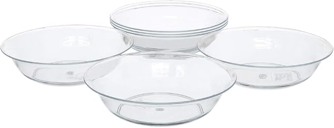 Royal Imports 8" Clear Plastic Saucer Plant Drip Tray, Low Pie Plate, Floral Flower Dish, Wedding, Party, Home and Holiday Decor, 6 Pack