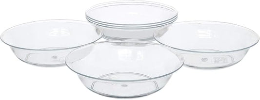 Royal Imports 8" Clear Plastic Saucer Plant Drip Tray, Low Pie Plate, Floral Flower Dish, Wedding, Party, Home and Holiday Decor, 6 Pack
