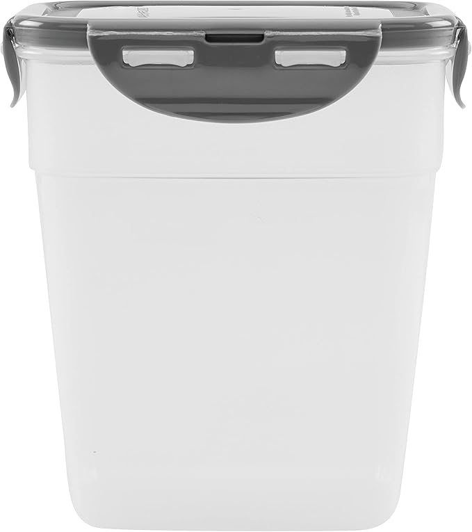 Rachael Ray Leak-Proof Stacking Container Food Storage Bin Set, 30-Piece, Clear with Gray Lids