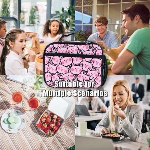 Pig Lunch Bag Insulated Reusable Lunch Box Kids Girls Boys Cooler Thermal Tote Bag For Men Women School Work Picnic
