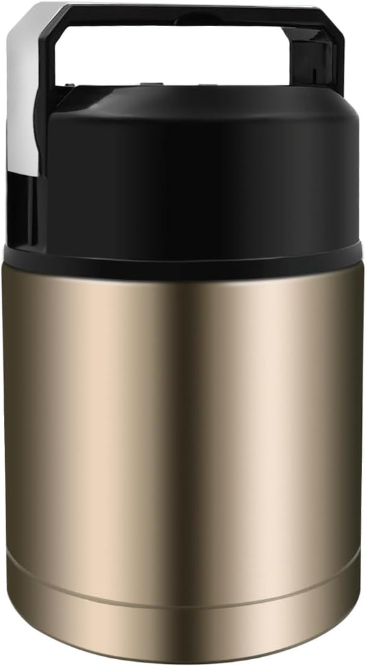 28oz Soup Thermos, Stainless Steel Thermos for Hot Food, Wide Mouth Food Thermos Jar, Insulated Lunch Container Leak Proof Vacuum Thermal Flask(gold)