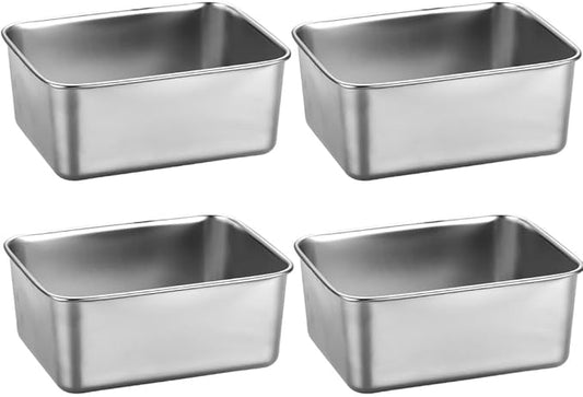 Stainless Steel Food Storage Containers Bento Box, Set of 4, Leak Resistant, Ideal for Lunch Meal Prep & Leftovers-Silver