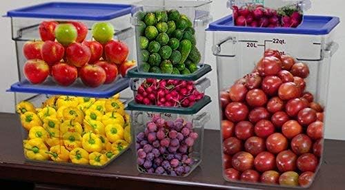 Tiger Chef 2 Quart Commercial Grade Clear Food Storage Square Polycarbonate Containers With Green Lids